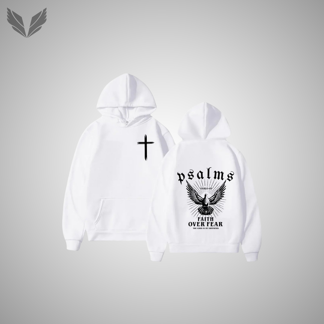 Verdano - Psalms Faith Over Fear - Hoodie (Wit)