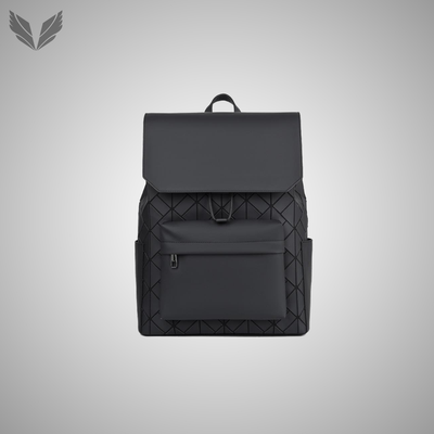 Print Leather Black Backpack