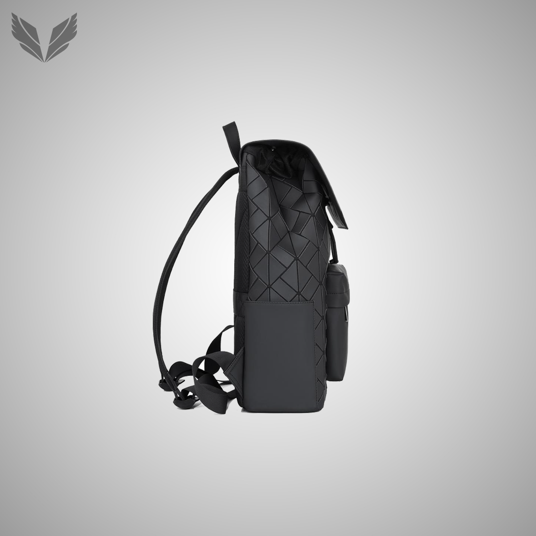 Print Leather Black Backpack