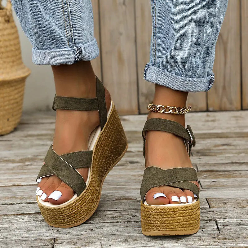 Women's Summer Wedge Sandals with Hemp Heels