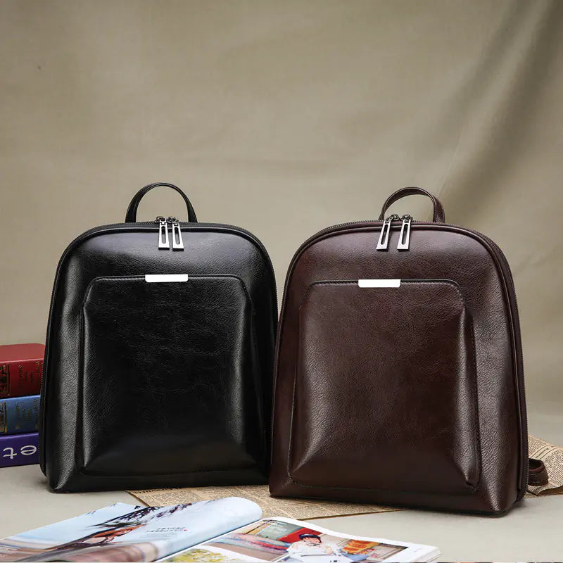 Casual Travel Leather Backpack for Women