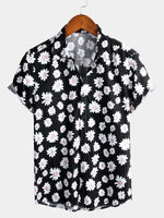 chemise d'homme en pur coton à imprimé style de vacances hawaïennes