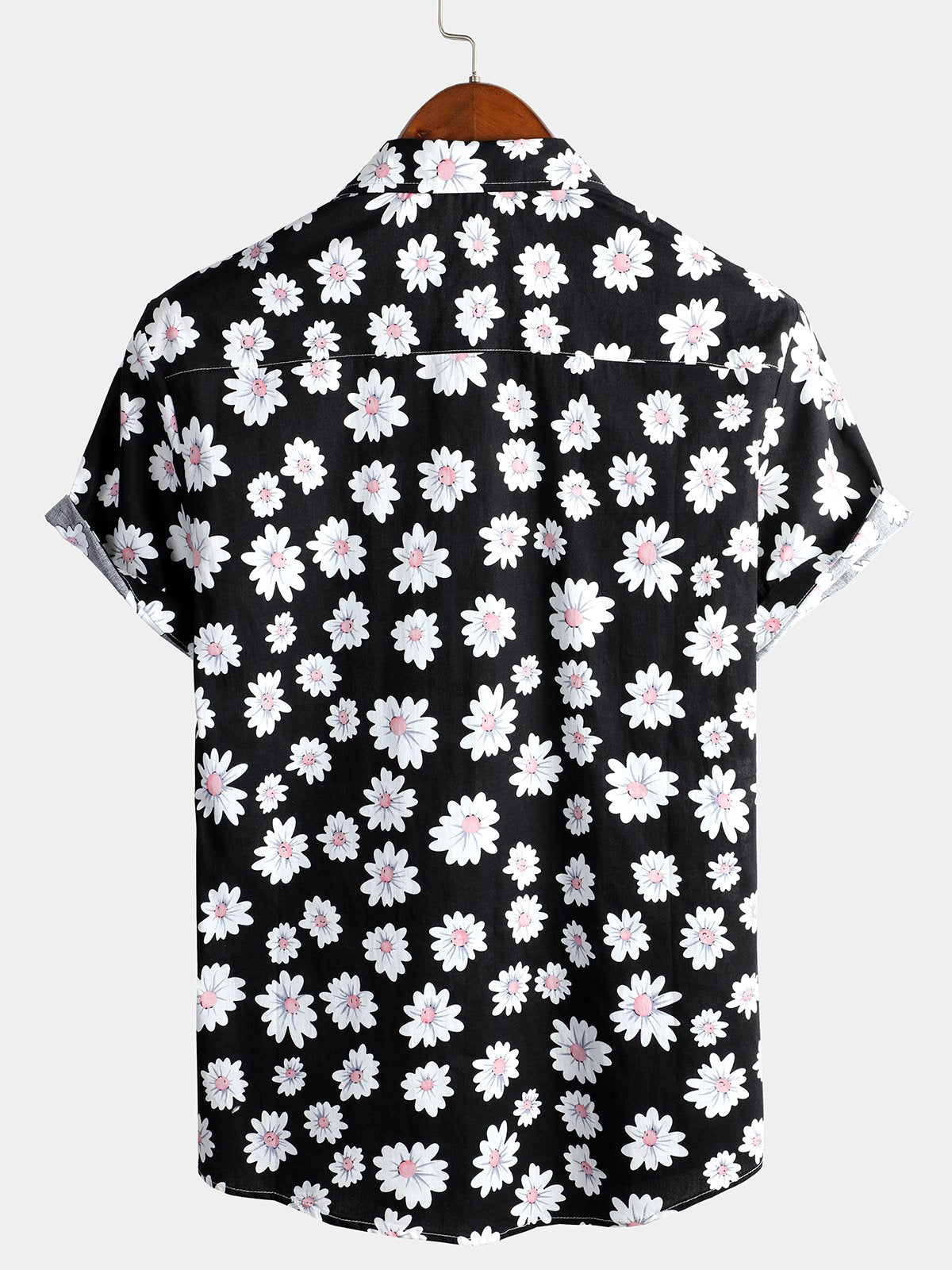 chemise d'homme en pur coton à imprimé style de vacances hawaïennes