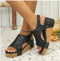 Orthopedic Leather Platform Sandals for Women (One Pair)