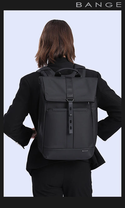 BANGE 15.6-inch laptop Men's business backpack waterproof multi compartment travel bag Black backpack suitable for men and women