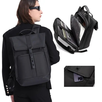 BANGE 15.6-inch laptop Men's business backpack waterproof multi compartment travel bag Black backpack suitable for men and women