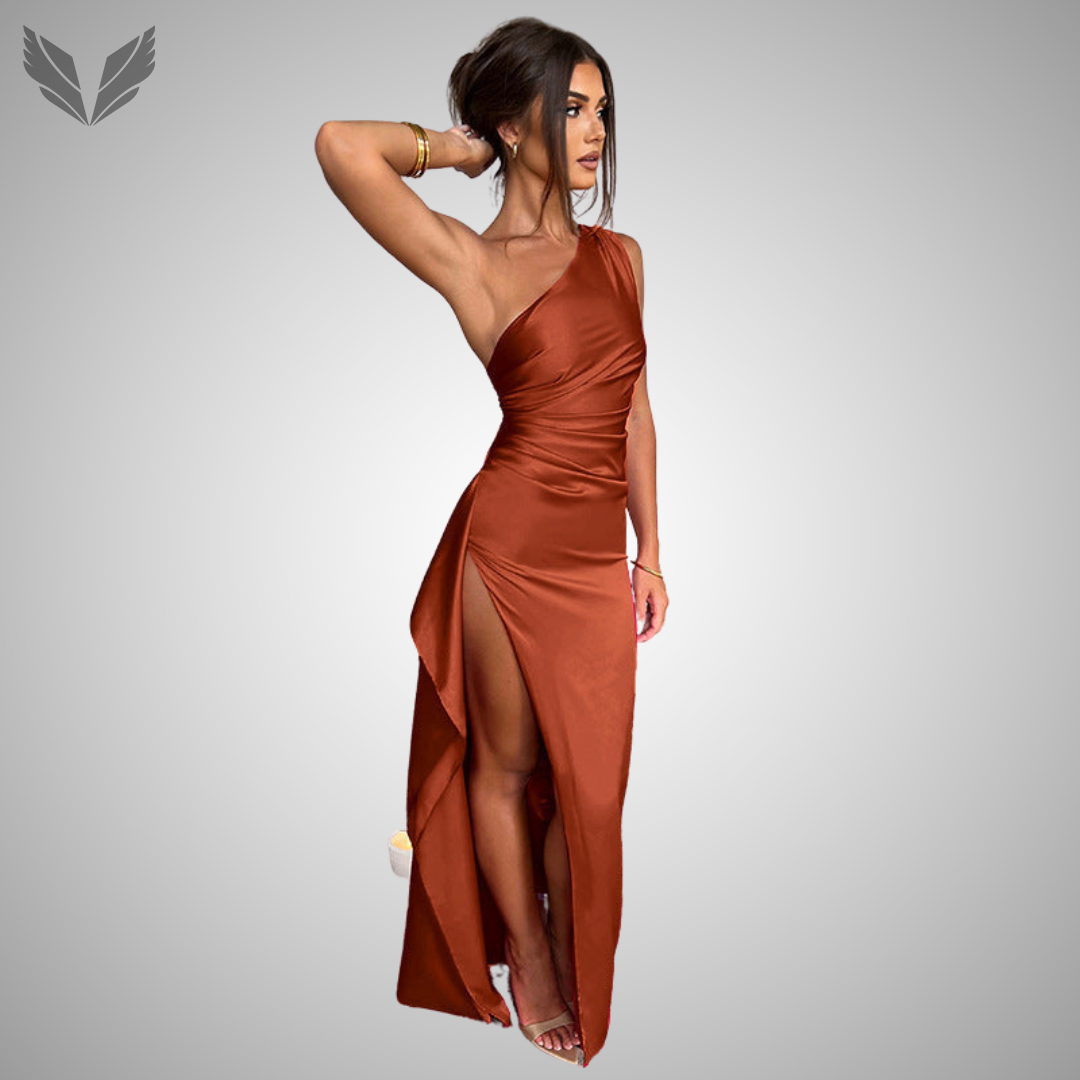 Satin Dress Summer Elegant XV (Brown)
