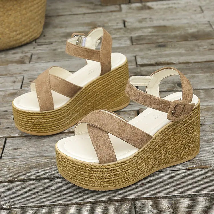 Women's Summer Wedge Sandals with Hemp Heels