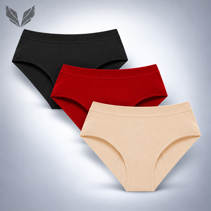 Culotte menstruelle en coton taille mi-haute