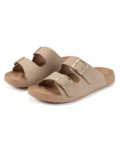 Casual Retro Sandals for Outdoor Summer New Versatile Non-Slip with Metal Buckle Strap Beach Shoes for Women