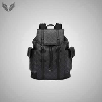 Leather Black Print Backpack II