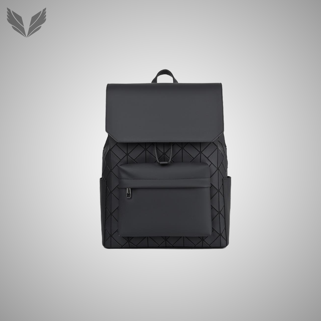 Print Leather Black Backpack