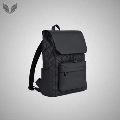 Print Leather Black Backpack