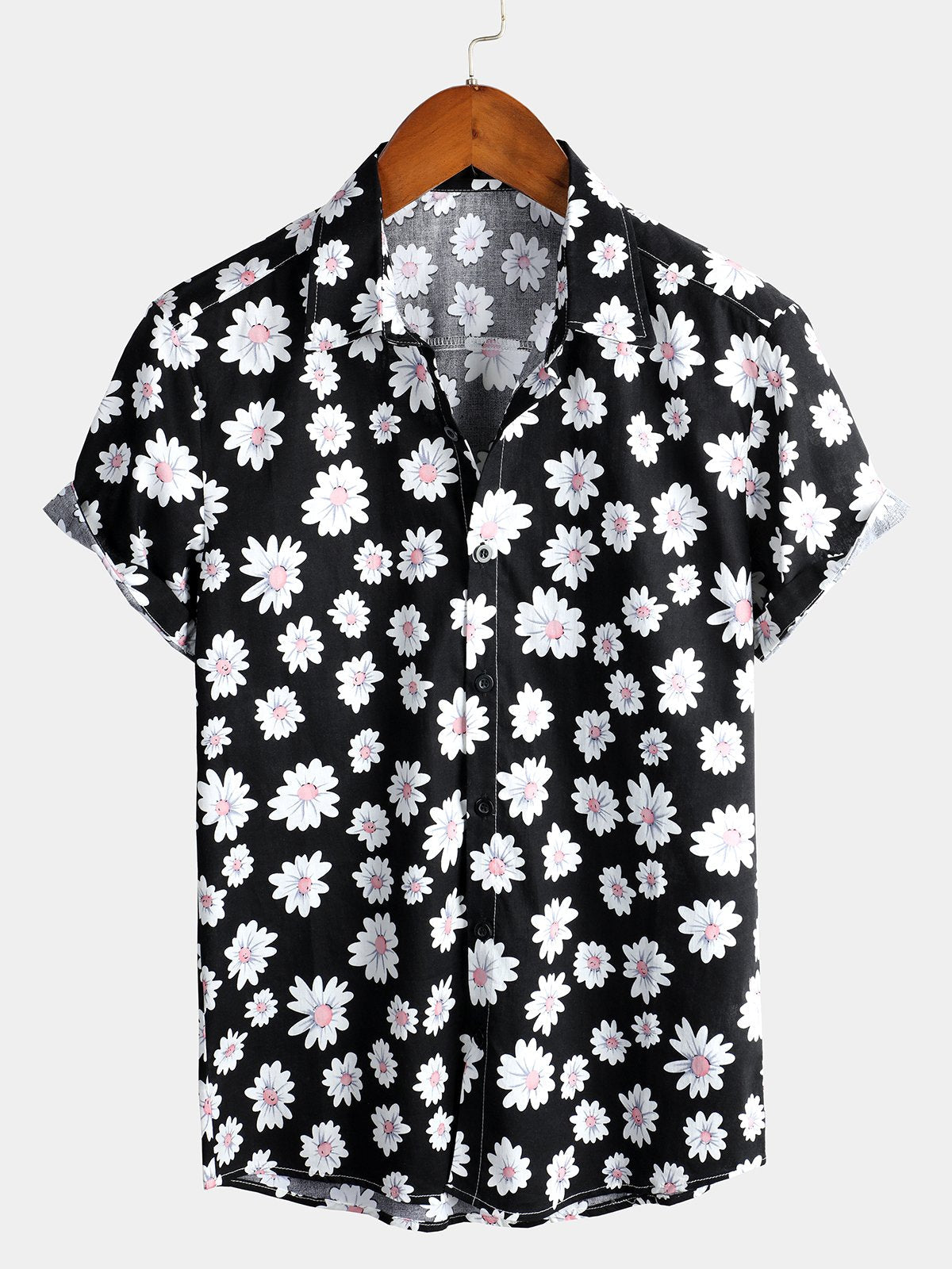 chemise d'homme en pur coton à imprimé style de vacances hawaïennes