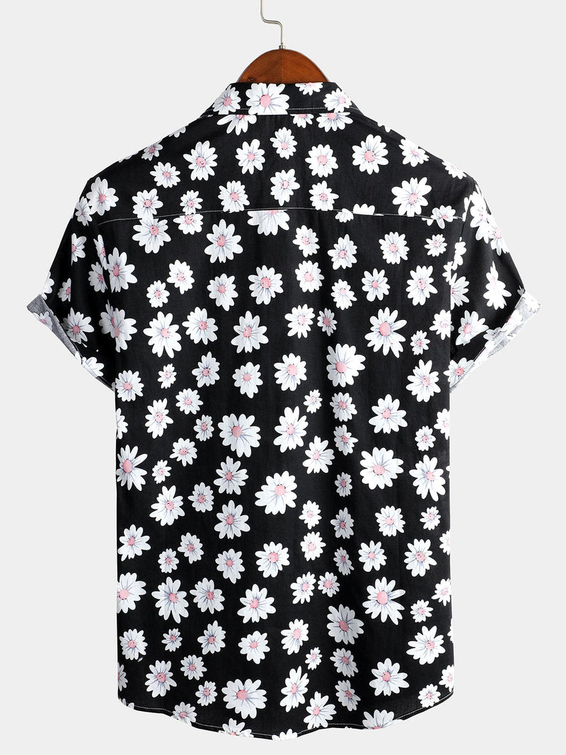 chemise d'homme en pur coton à imprimé style de vacances hawaïennes