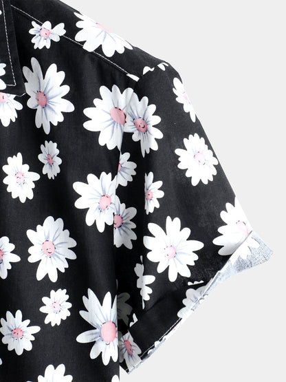 chemise d'homme en pur coton à imprimé style de vacances hawaïennes