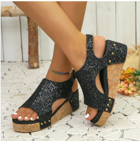 Orthopedic Leather Platform Sandals for Women (One Pair)