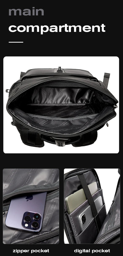 BANGE 15.6-inch laptop Men's business backpack waterproof multi compartment travel bag Black backpack suitable for men and women
