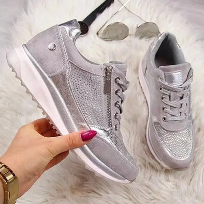 Casual Women's Shoes 2023 Autumn New Style European and American Imported Plus Size Thick Bottom Drill System Sports Shoes Whole