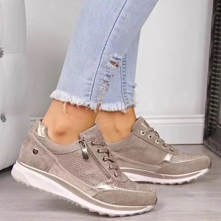 Casual Women's Shoes 2023 Autumn New Style European and American Imported Plus Size Thick Bottom Drill System Sports Shoes Whole