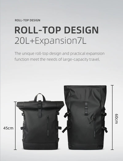 HK Expandable Travel Backpack Men Large Capacity Waterproof 15.6” Laptop Bag Hiking Rucksack Cycling Daypack Bag with USB Port