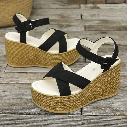 Women's Summer Wedge Sandals with Hemp Heels