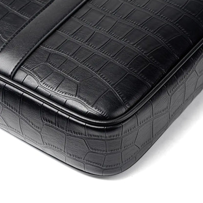 Men's Crocodile Leather Crossbody Business Briefcase