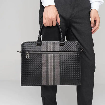 Men's Woven Business Casual Briefcase and Crossbody Bag
