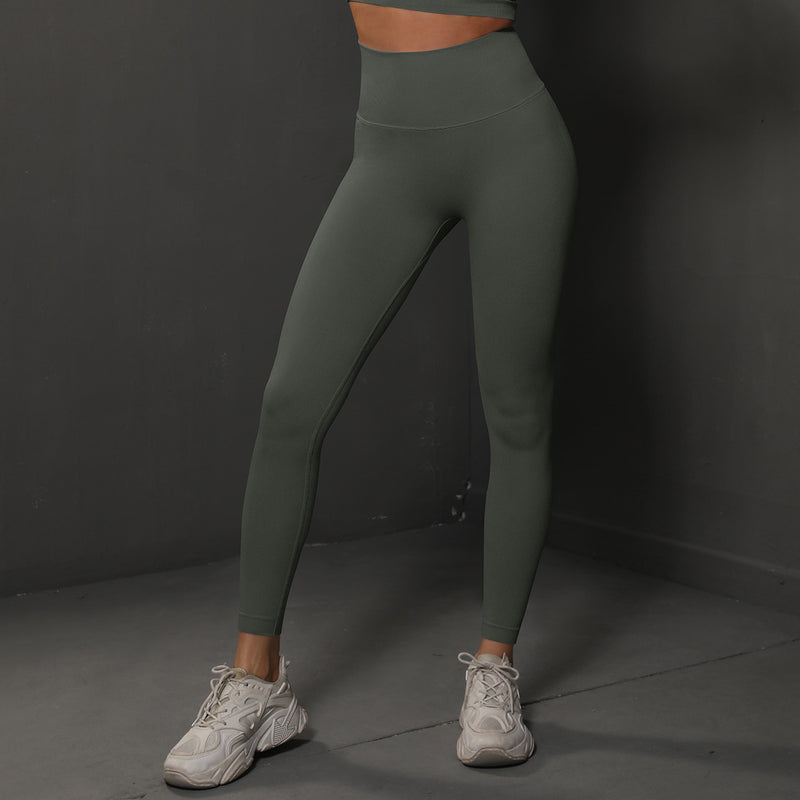 High Waist Seamless Yoga Pants Women's Solid Color Full Length Leggings Fitness Hip Up Running Sports Gym Legging Outfits