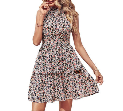 Stijlvolle Boho Zomerjurk met Halter en Ruffles voor Vrouwen