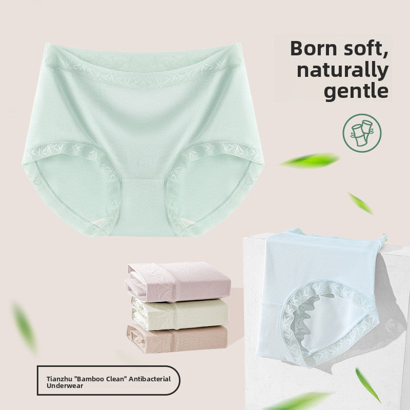 Natural Bamboo Fiber 10A Antibacterial Womens Mid Waist Underwear