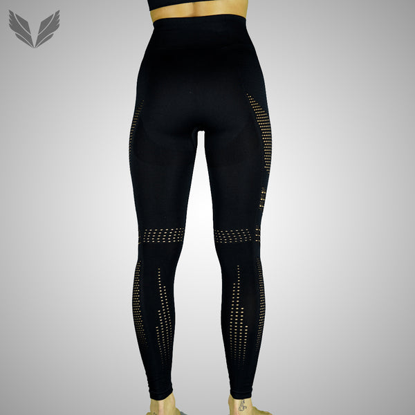 Sportlegging Dames High Waist - Squat Proof - Luxe Ribstof - Naadloos -  Made in Italy - Zwart - S/M - SO TIGHT